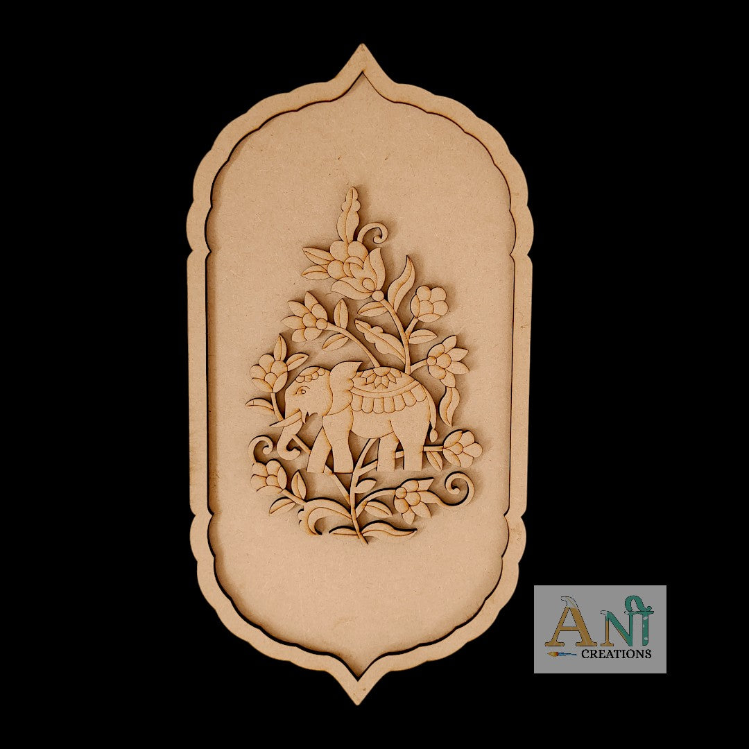 Elephant Floral Motif Pre Marked Cutout