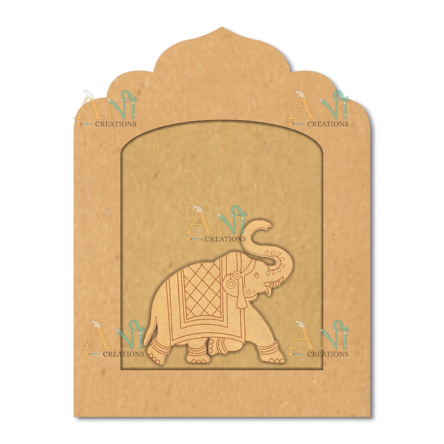 Jharokha with Elephant Mdf Cutout