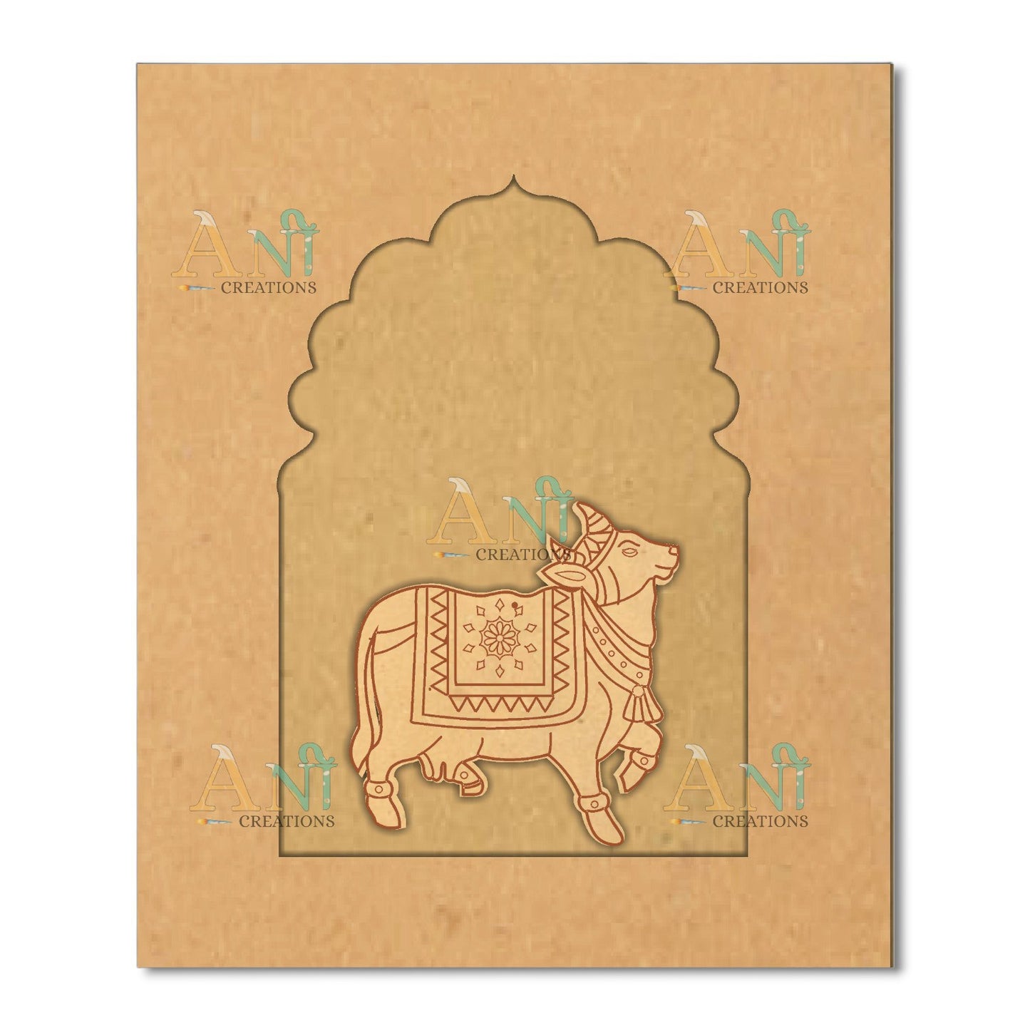 Jharokha with Pichwai Cow 2 Mdf Cutout