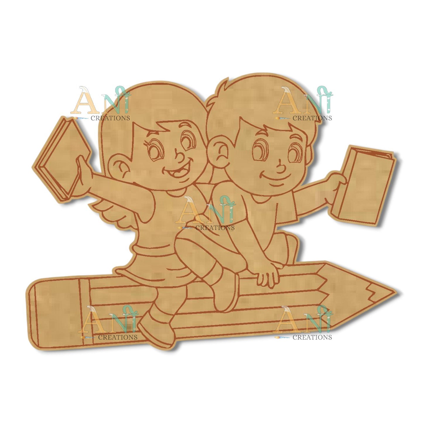 Kids Playing 2  MDF Cutout