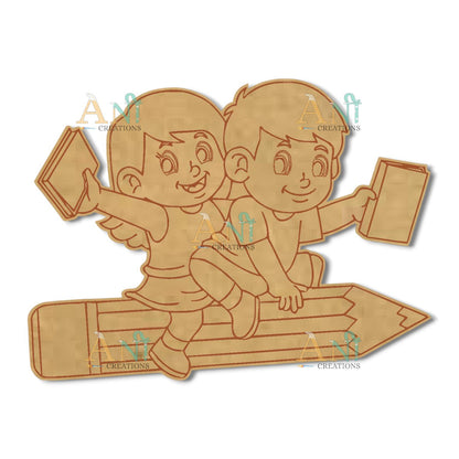 Kids Playing 2  MDF Cutout