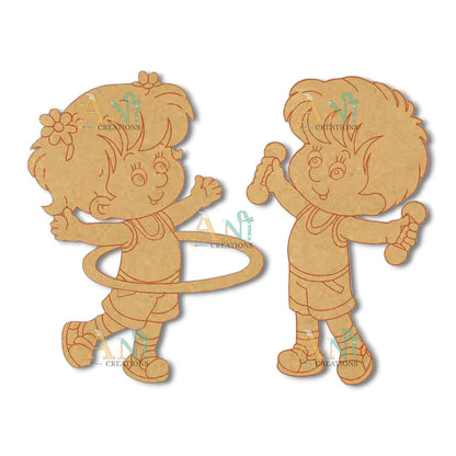 Kids Playing 3  MDF Cutout