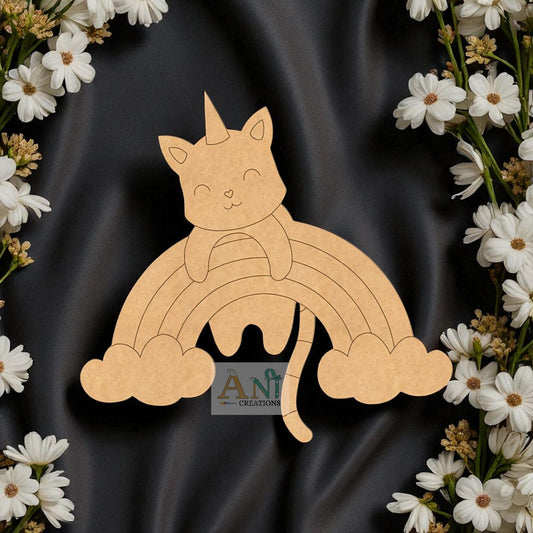 Rainbow Unicorn Fish MDF Cutout
