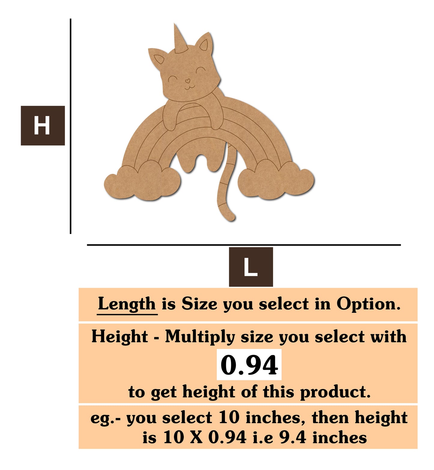 Rainbow Unicorn Fish MDF Cutout