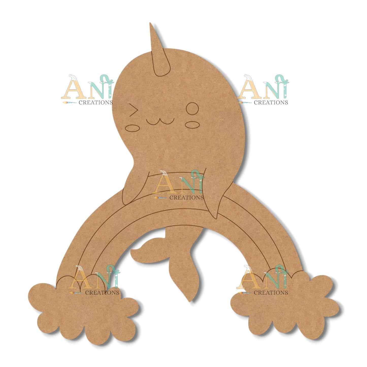 Rainbow Fish MDF Cutout