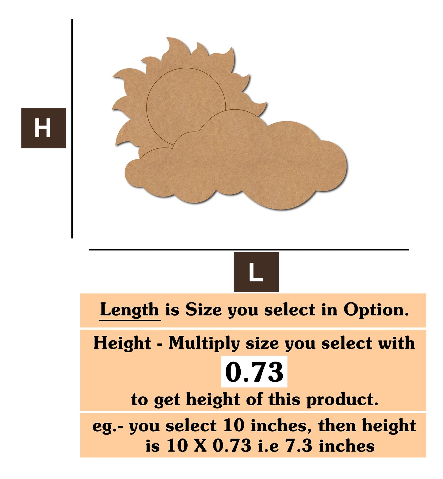 Cloud and Sun Premarked MDF Cutout