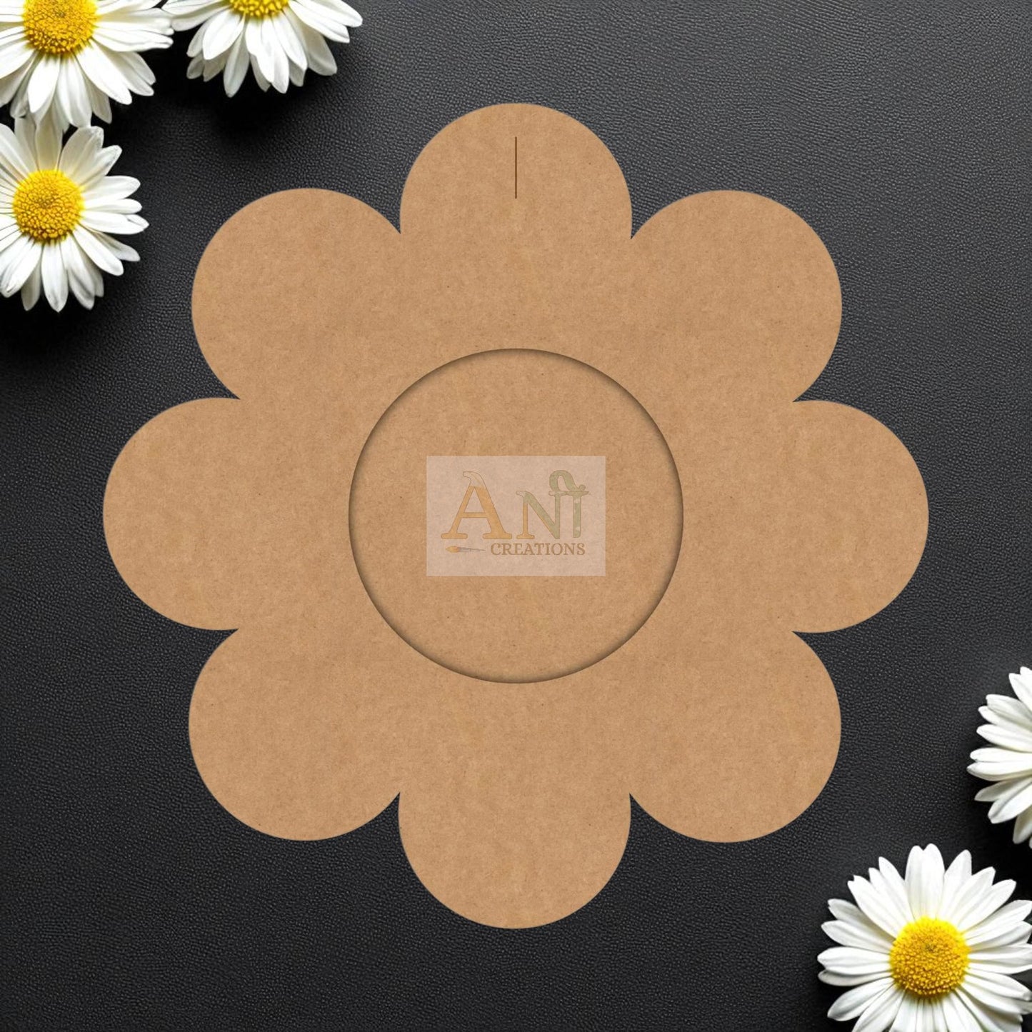 MDF 8 Petal Flower 2 T-Light Holder