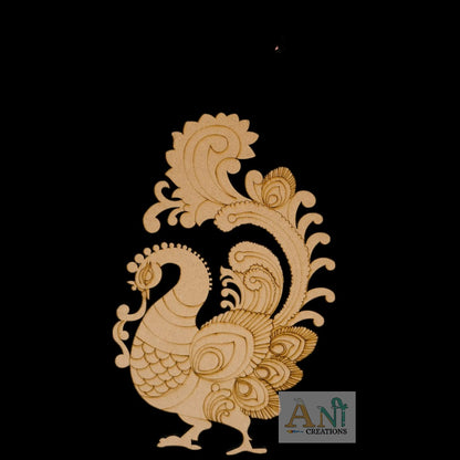 Folk Art Peacock Motif Pre Mark Cutout