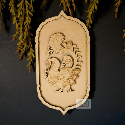 Folk Art Peacock Motif Pre Mark Cutout