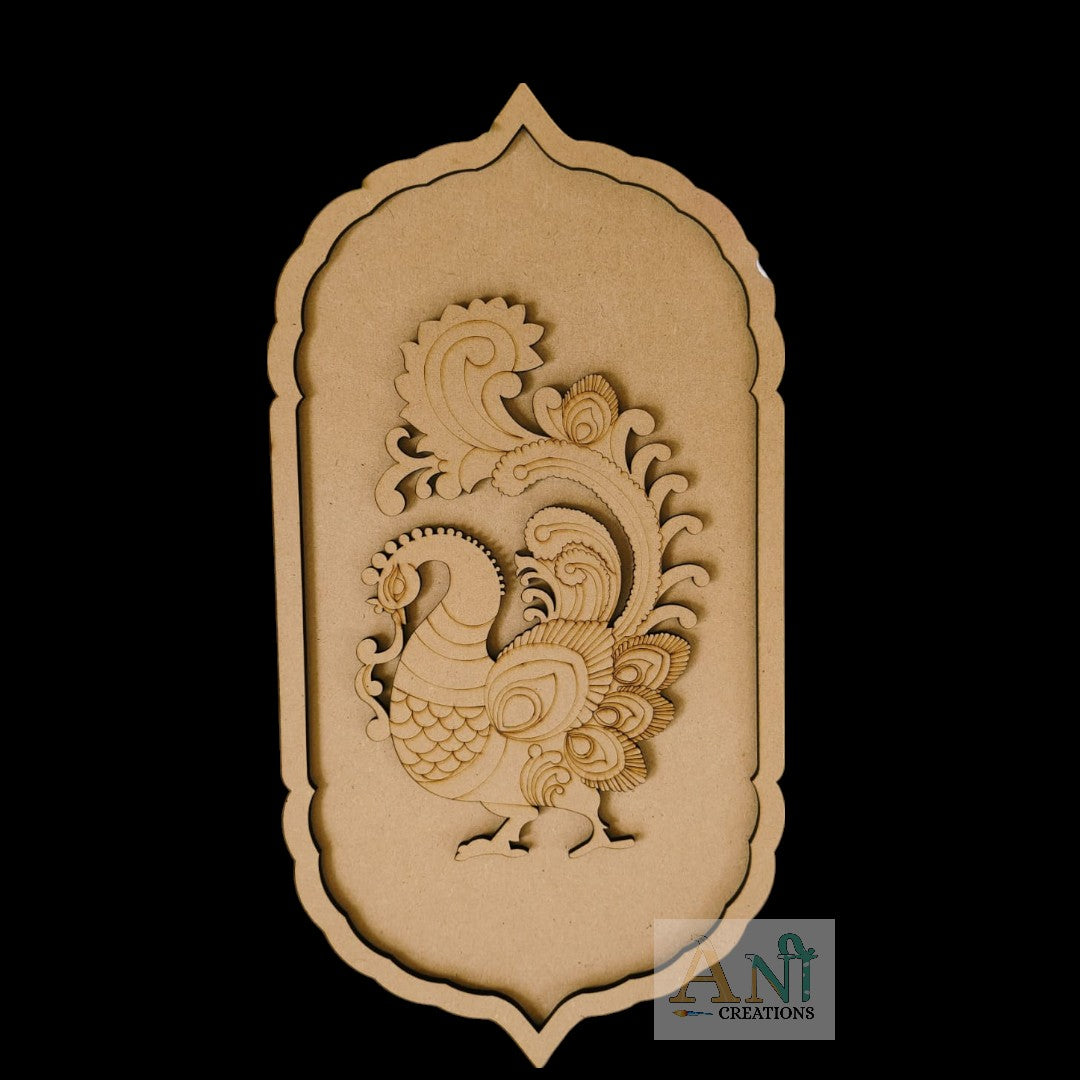 Folk Art Peacock Motif Pre Mark Cutout