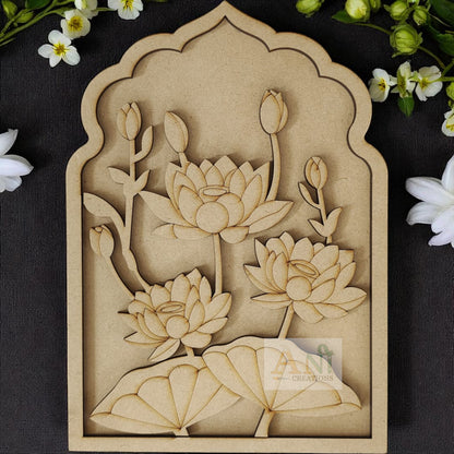Designer Premarked Jharokha frame With Lotus Pichwai