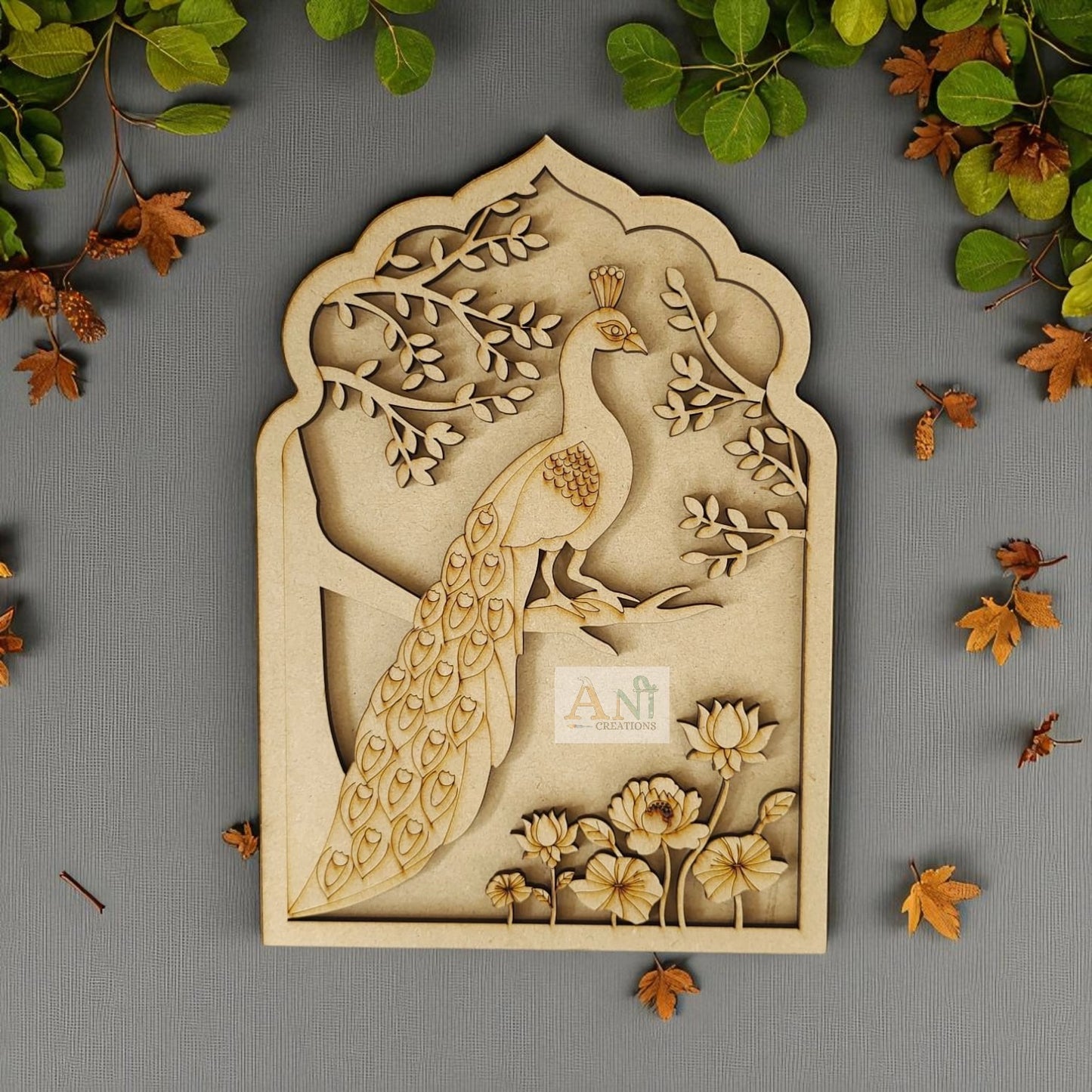 Designer Premarked Jharokha frame With Peacock