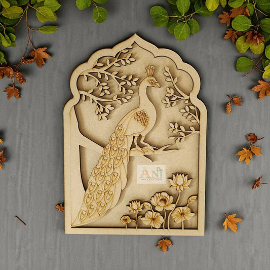 Designer Premarked Jharokha frame With Peacock