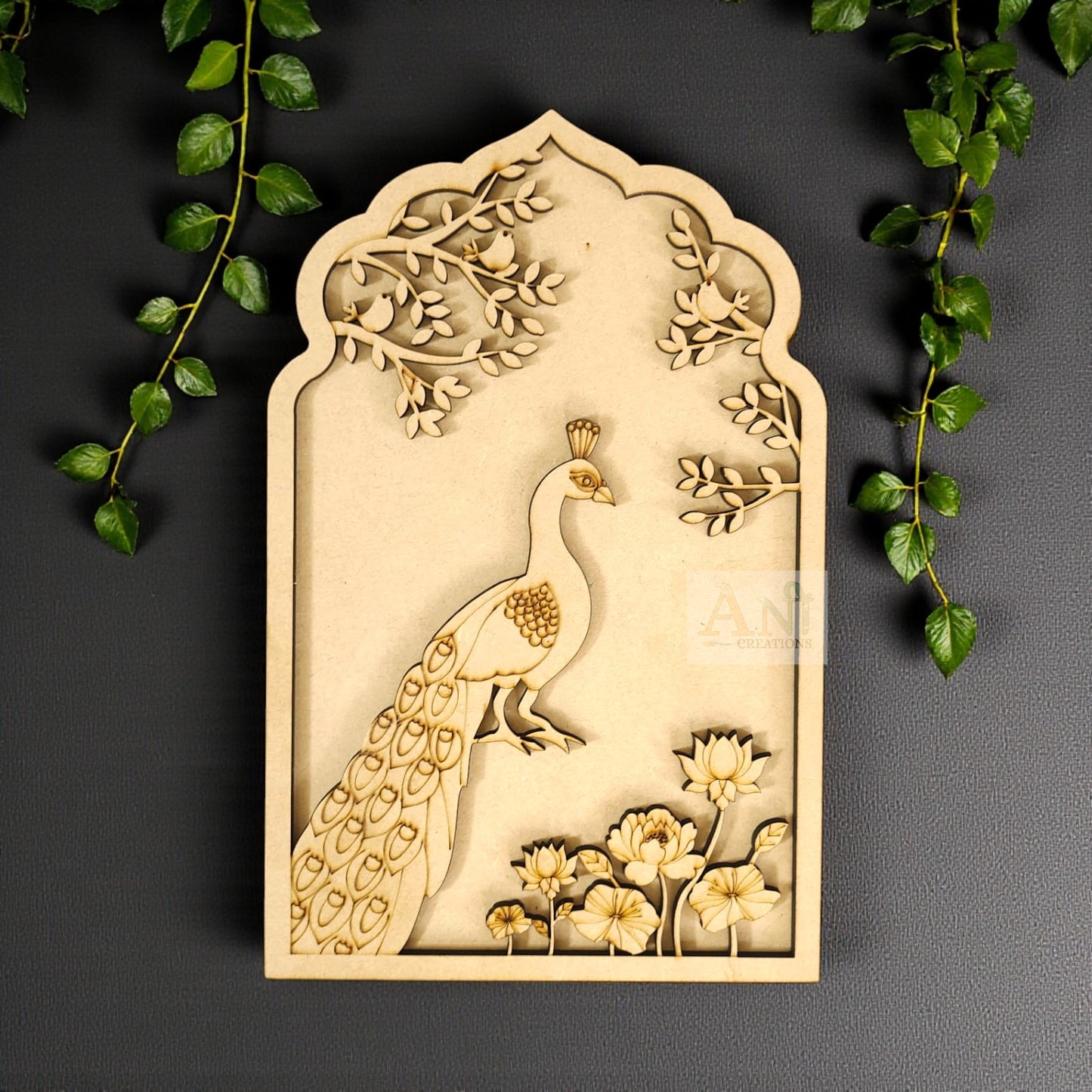 MDF Double Layer Premarked peacock jharokha