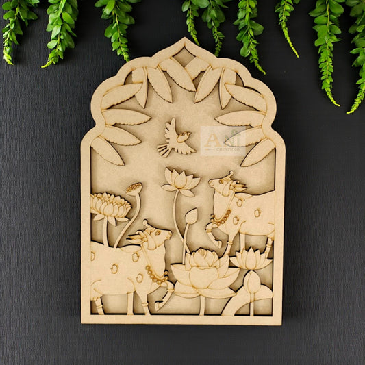 MDF Double Layer Pichwai Cow jharokha 3