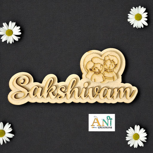 MDF Double Layer Customised Kids Name With Embellishmnet