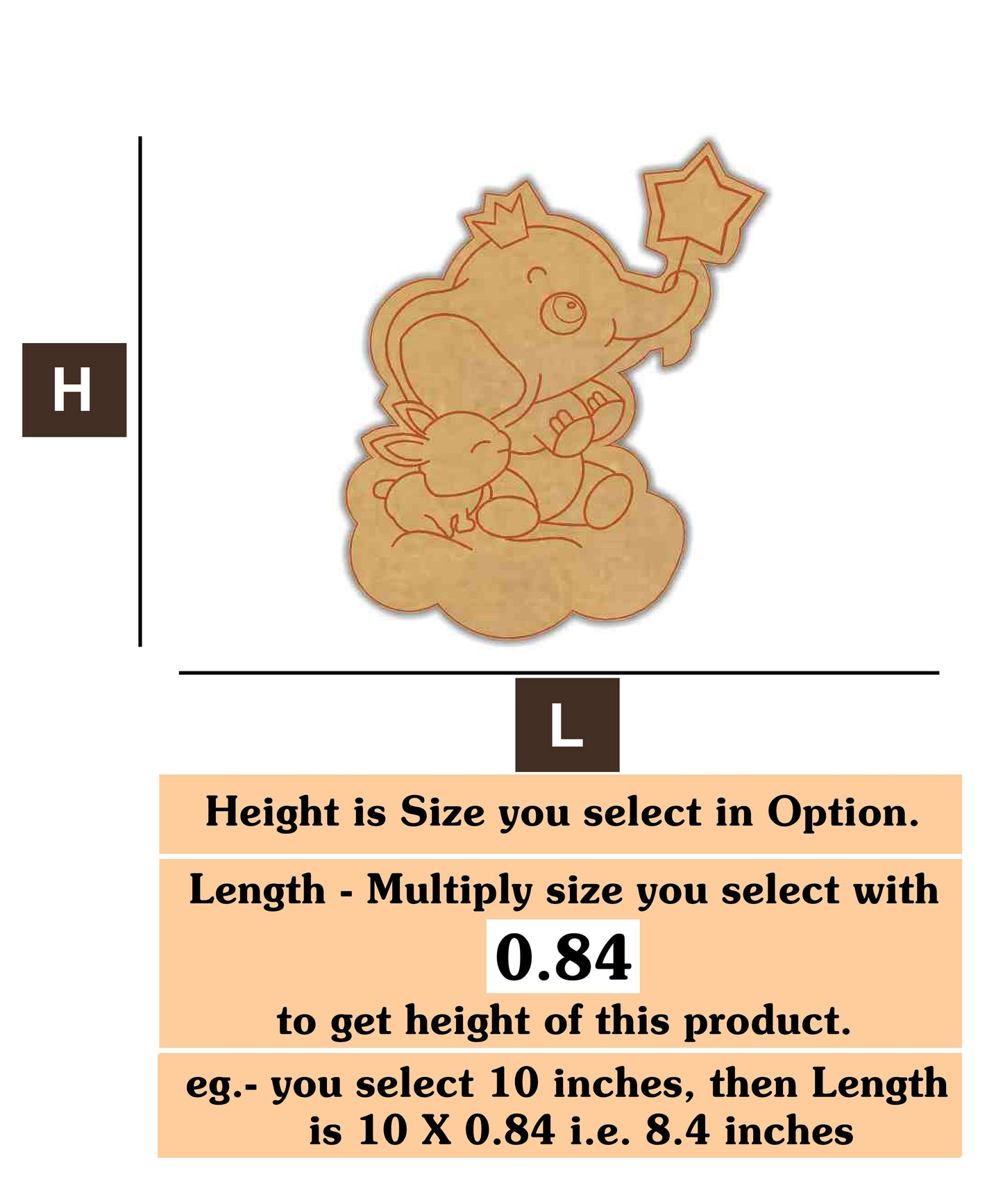 cartoon elephant 2 MDF Cutout