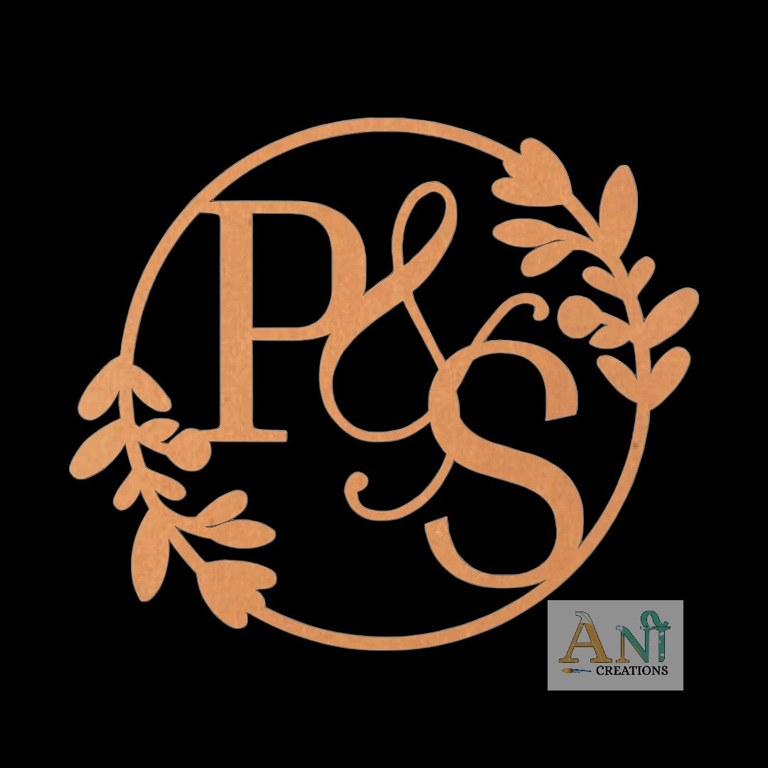 Monogram with Flower n Leaves Cutouts