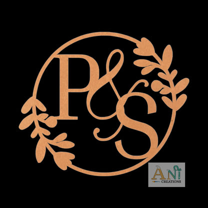 Monogram with Flower n Leaves Cutouts