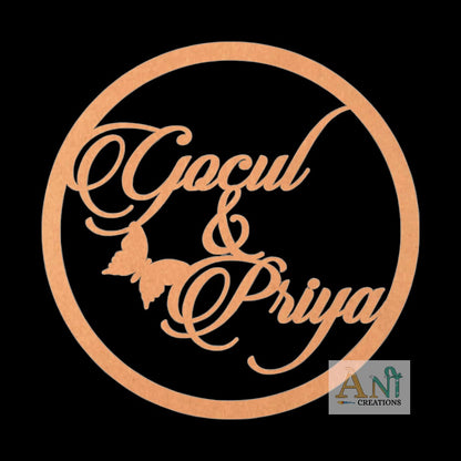 Monogram with Names & Butterfly