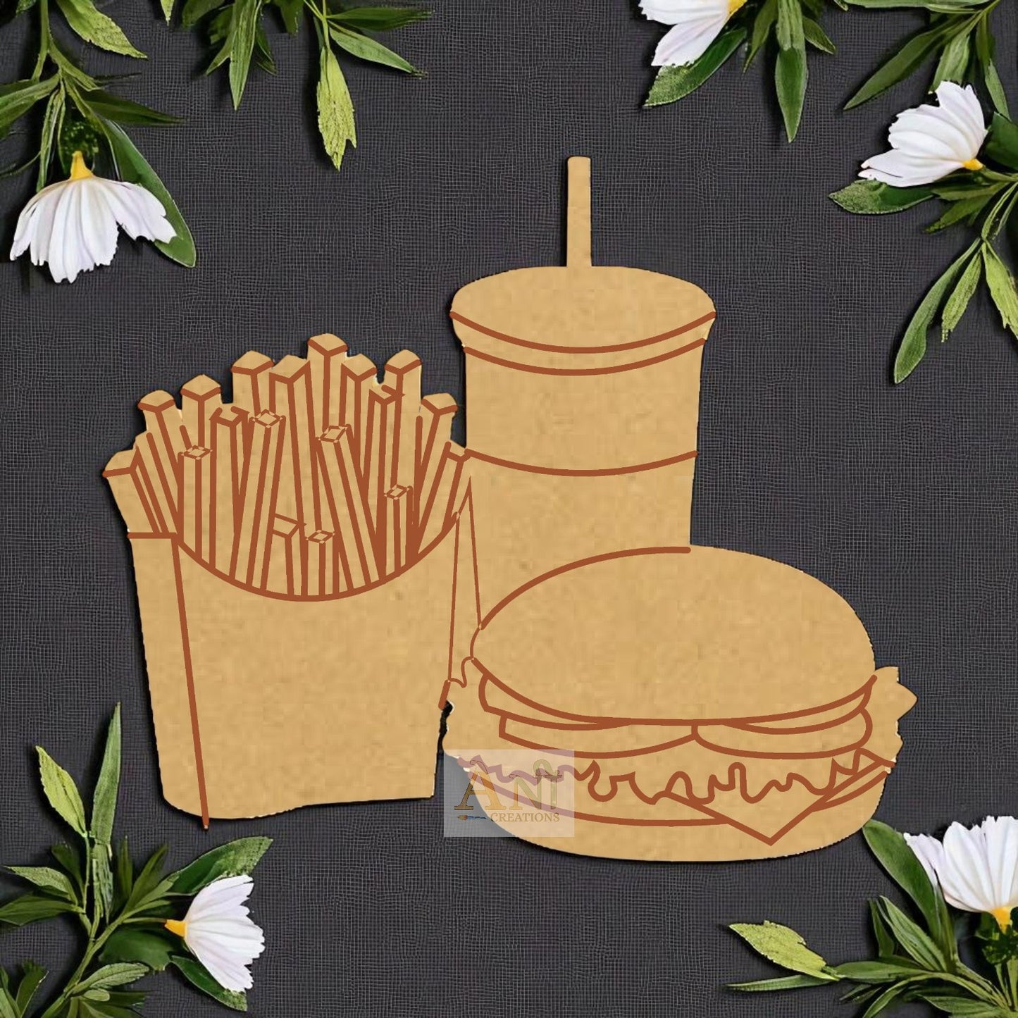 Burger fries coke MDF Cutout
