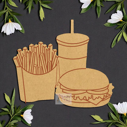 Burger fries coke MDF Cutout