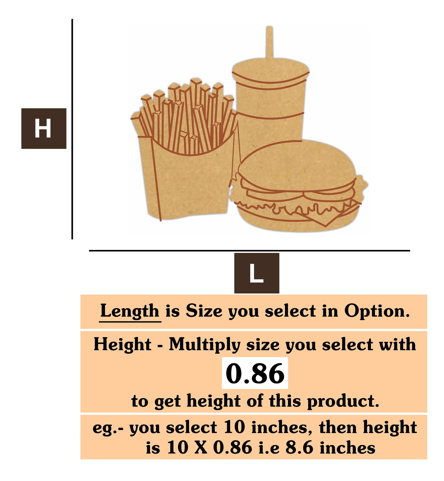 Burger fries coke MDF Cutout