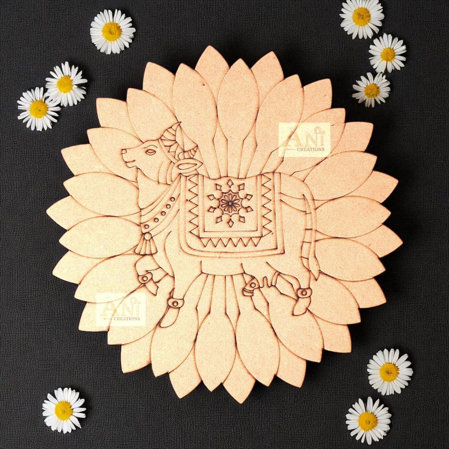 Mandala With Cow 15 MDF Premarked