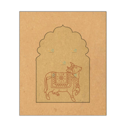 Jharokha premarked pichwai cow 2 MDF