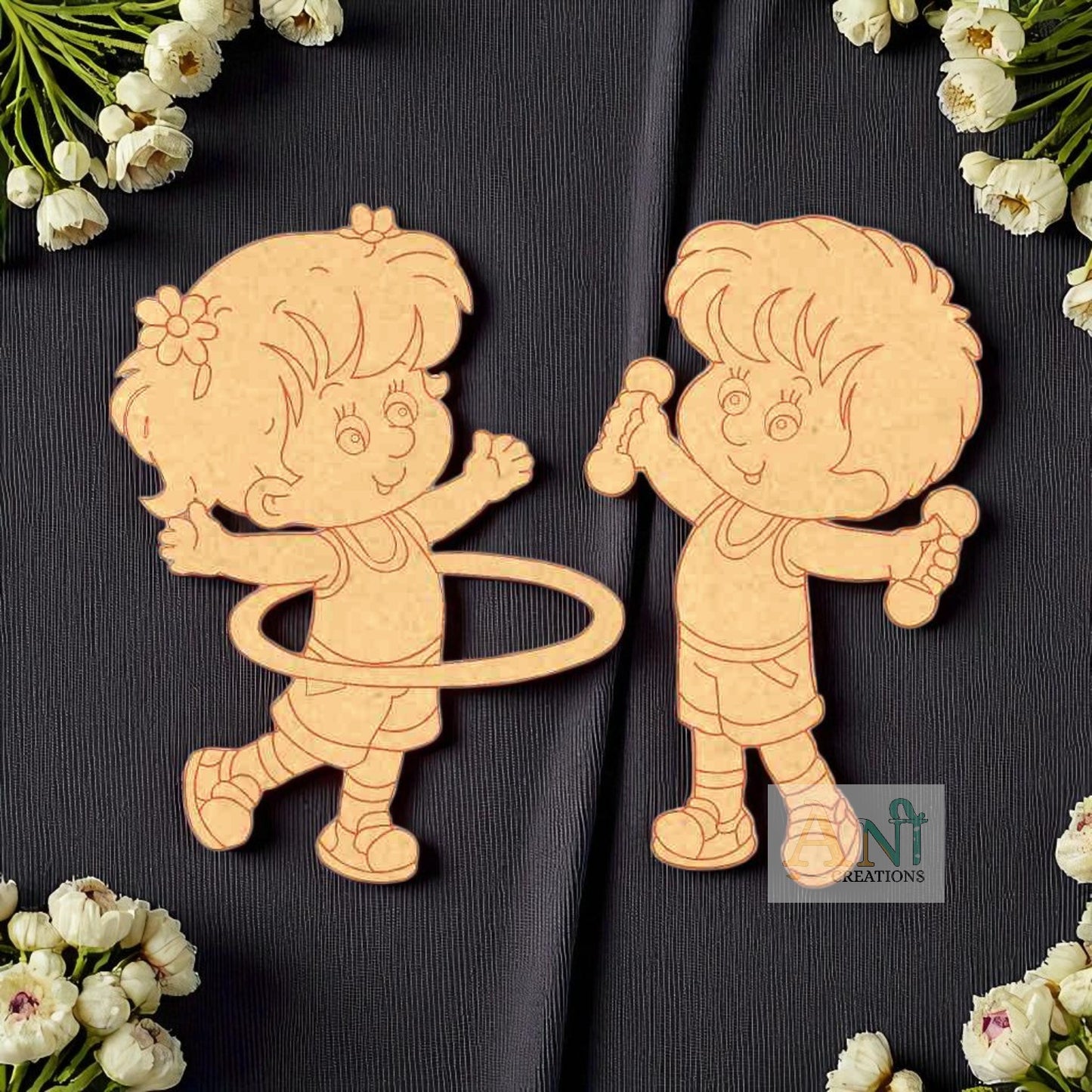 Kids Playing 3  MDF Cutout