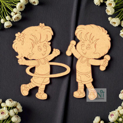 Kids Playing 3  MDF Cutout