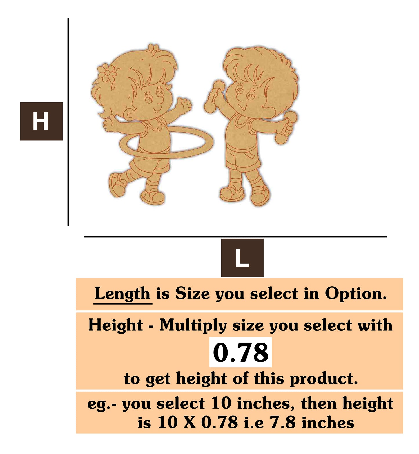 Kids Playing 3  MDF Cutout