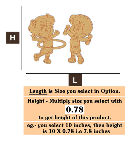 Kids Playing 3  MDF Cutout