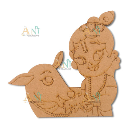 Krishna with cow 2 MDF Cutout