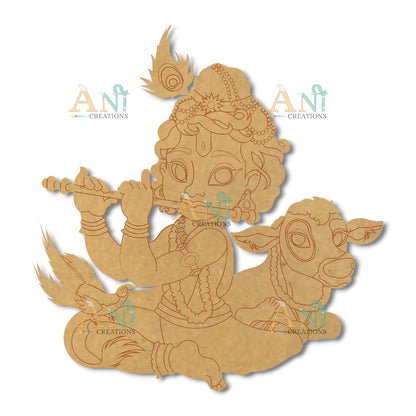 Krishna with cow 4 MDF Cutout