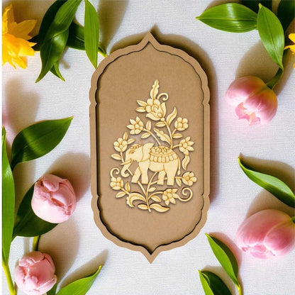 Elephant Floral Motif Pre Marked Cutout