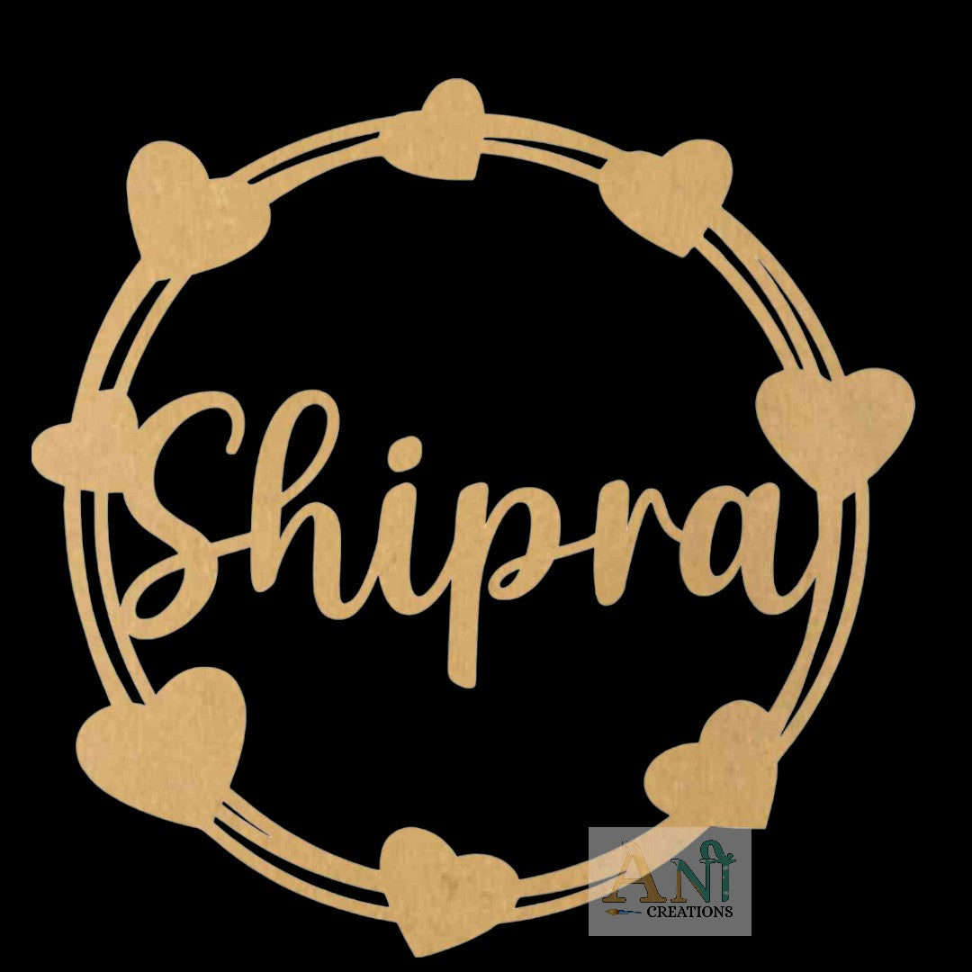 MDF Customized Many Heart Design With Name Cutout