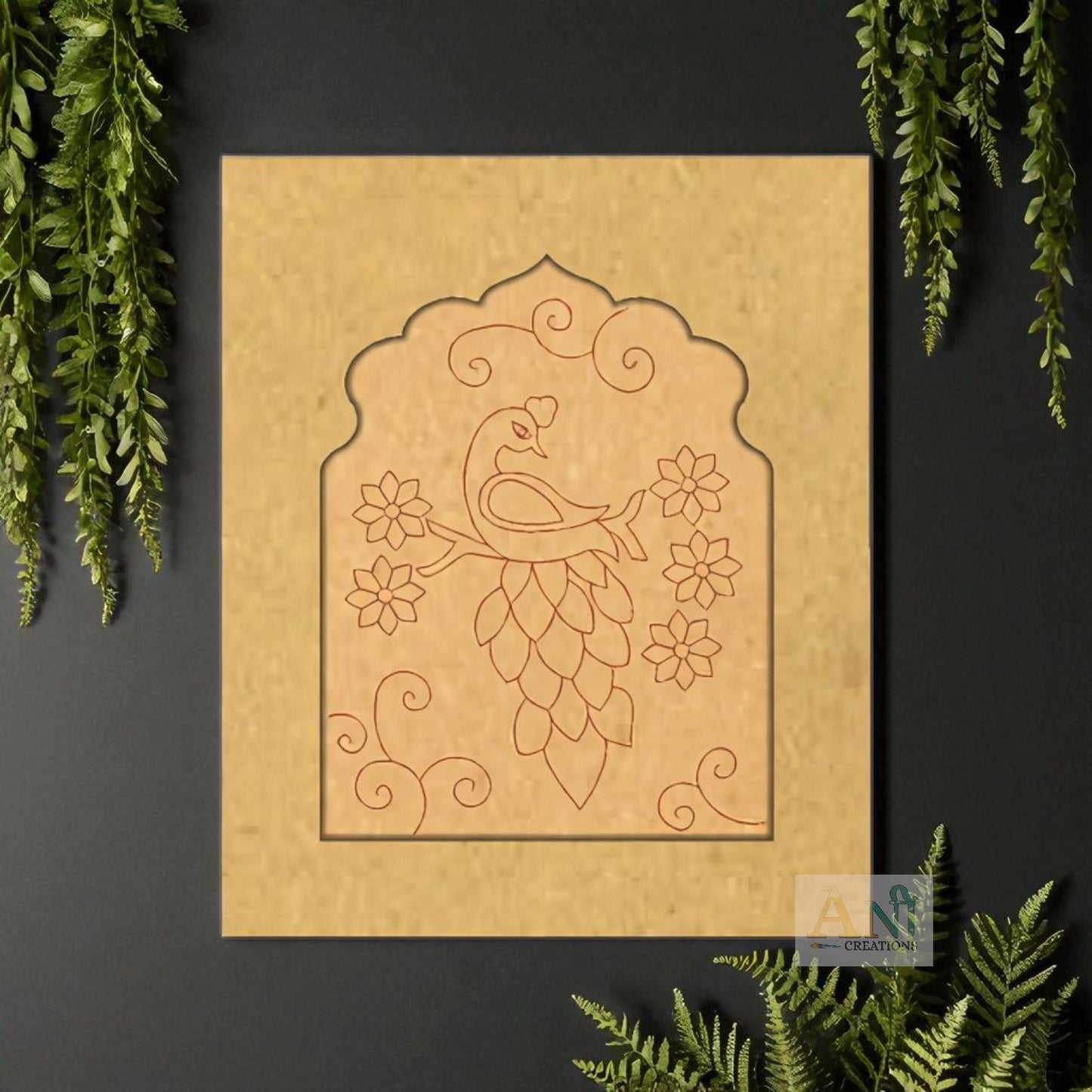 Jharokha premarked peacock 1 MDF