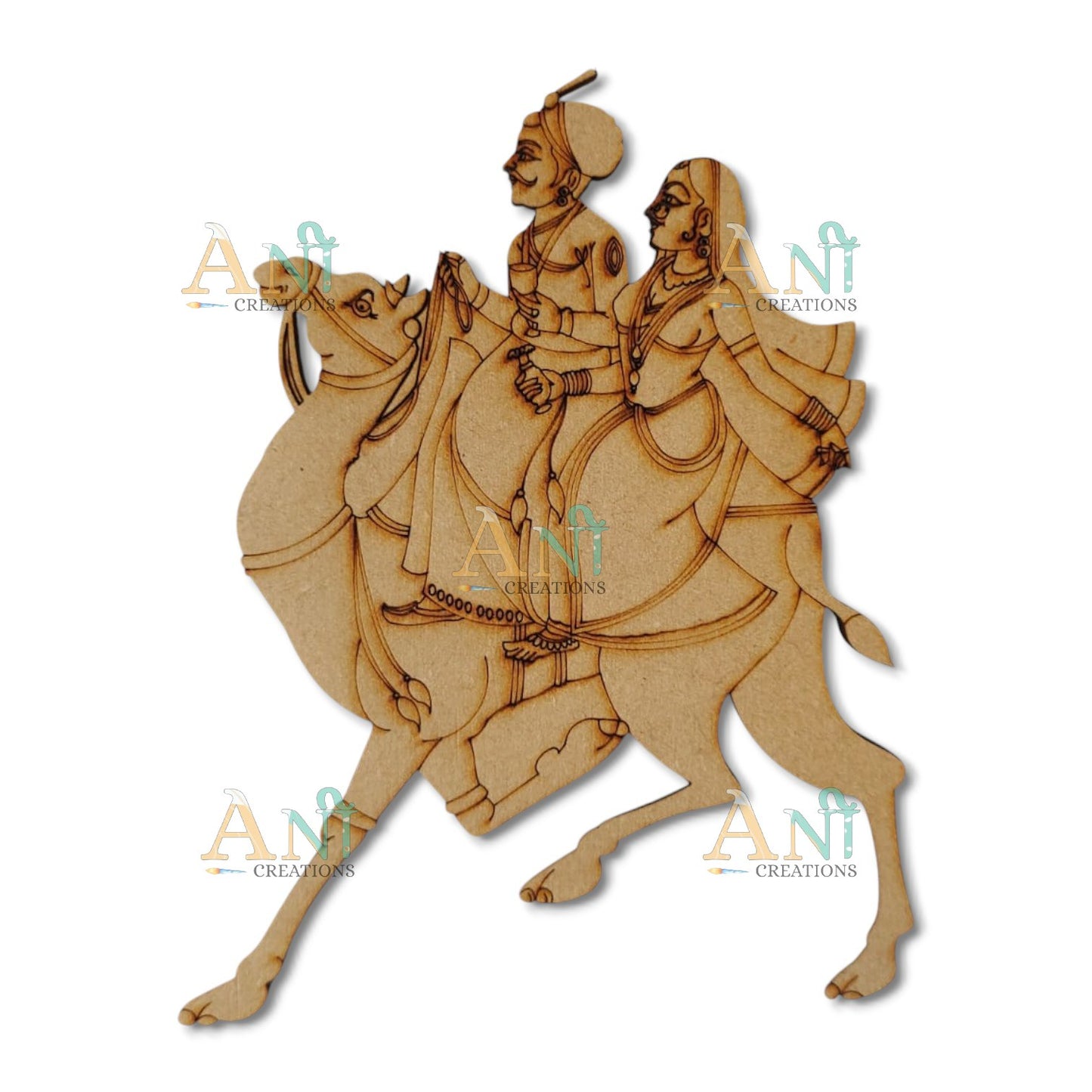 Rajasthani couple on camel MDF cutout