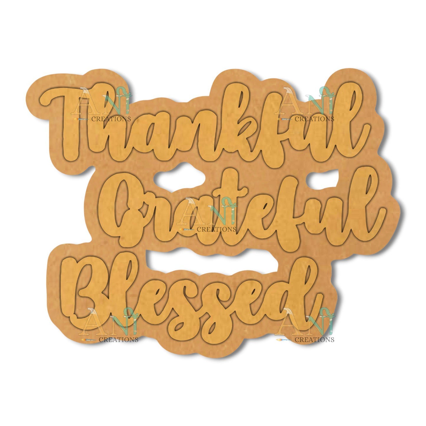 Thankful Grateful Blessed MDF Cutout