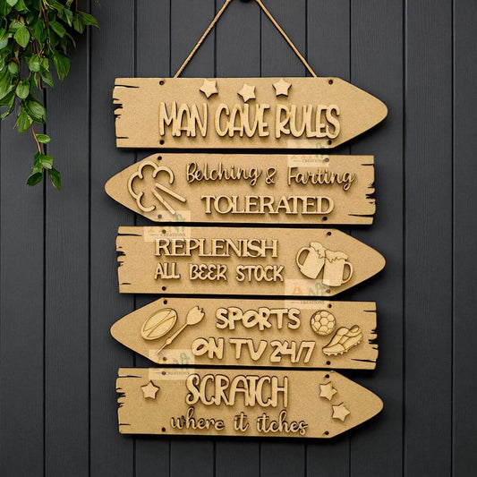 Sentiment Plank- Bachelor / Man Cave Rules Theme