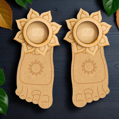 MDF Premarked Feet floral Pair T-Light Holder