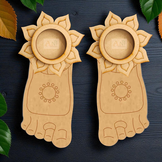 MDF Premarked Feet floral Pair T-Light Holder