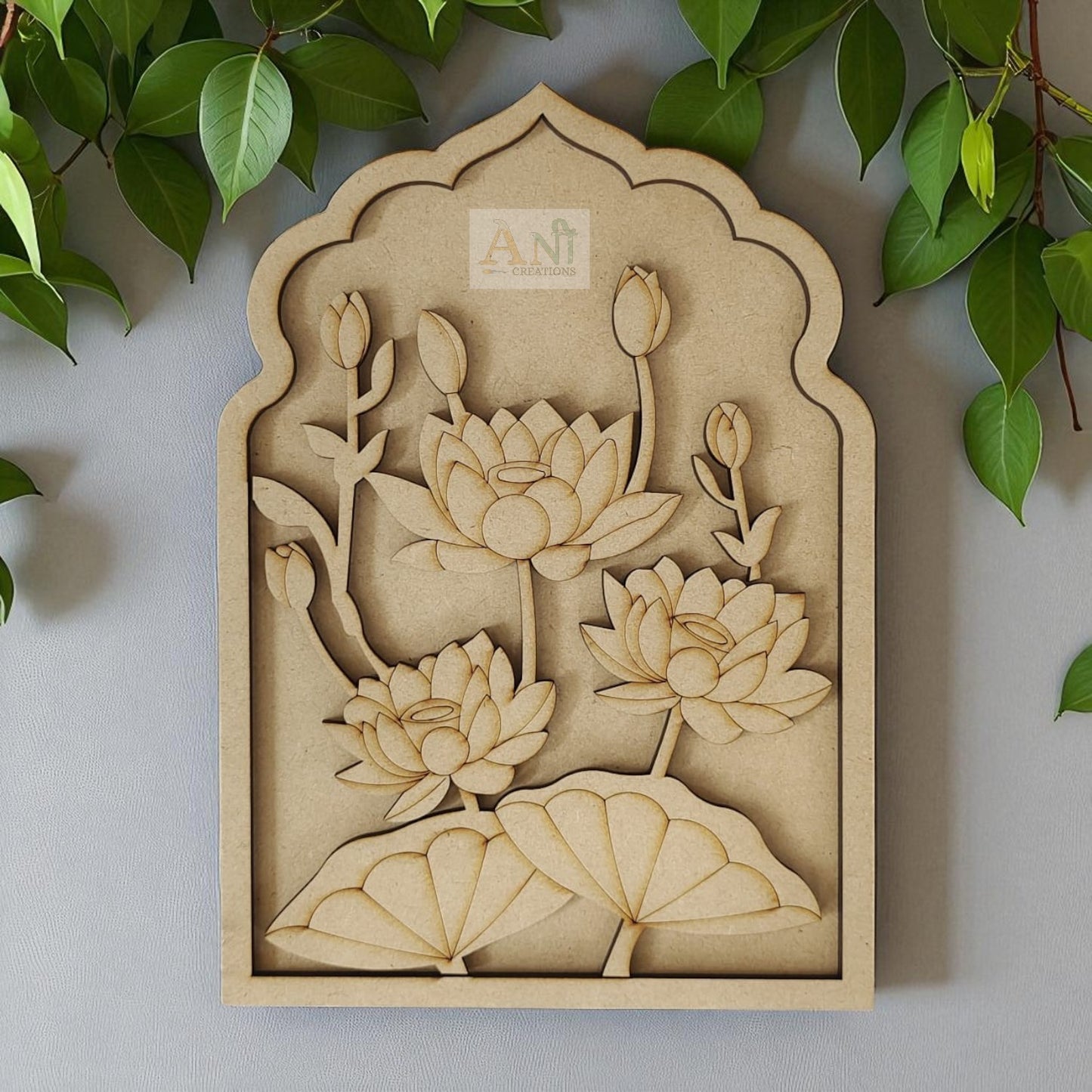 Designer Premarked Jharokha frame With Lotus Pichwai